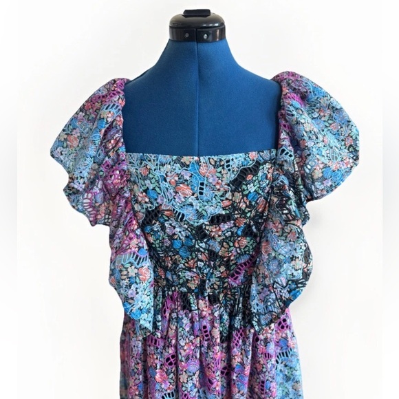 Anthropologie Clementina Eyelet Floral Boho Maxi Dress Women’s Size M - Picture 5 of 16